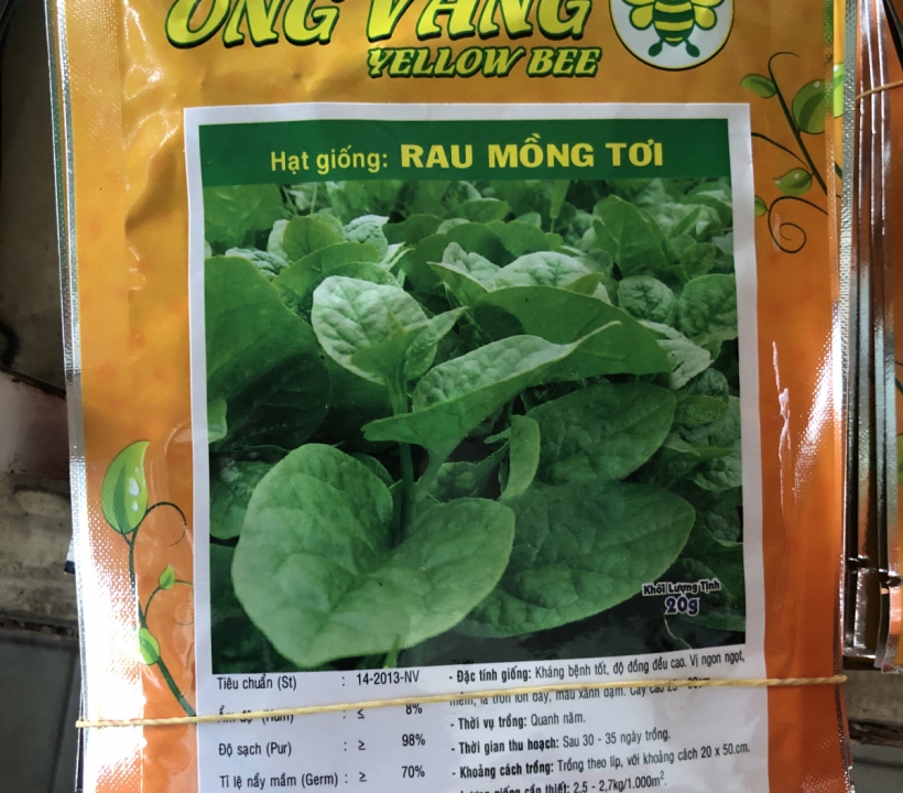 HẠT GIỐNG RAU MỒNG TƠI HIỆU ONG VÀNG 